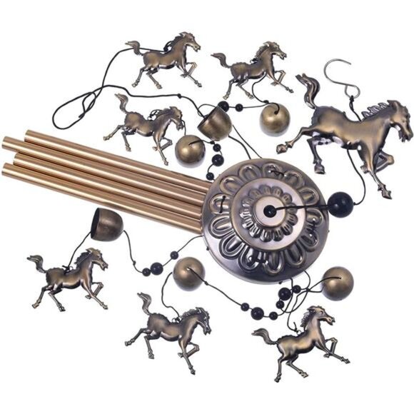 Horse Wind Chimes Decor - 35 Inch Pure Hand-Made Metal Musical Wind Bells - Picture 4 of 7